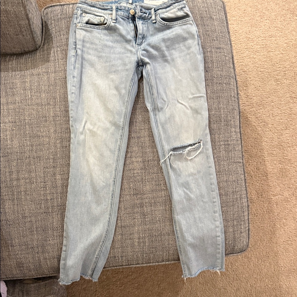rag & bone Light Wash Distressed Ankle Jeans